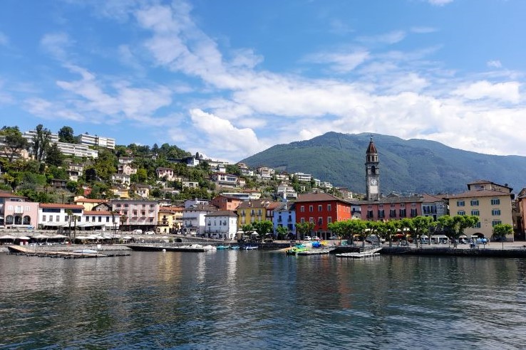 View of Ascona from a lake boat